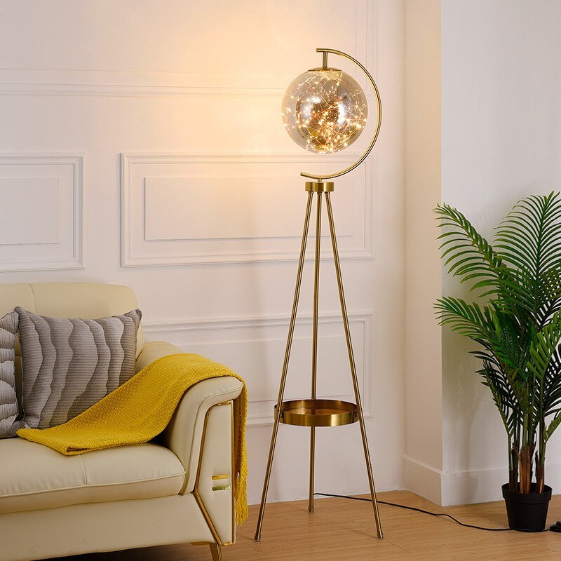 Kady Modern Starry Globe Glass Floor Lamp, Gold - Neutralighting