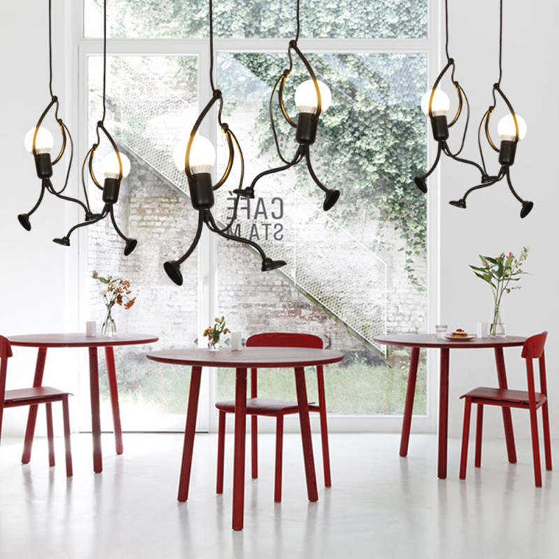 Miro Retro Modern Iron Man Pendant Light, Black - Neutralighting