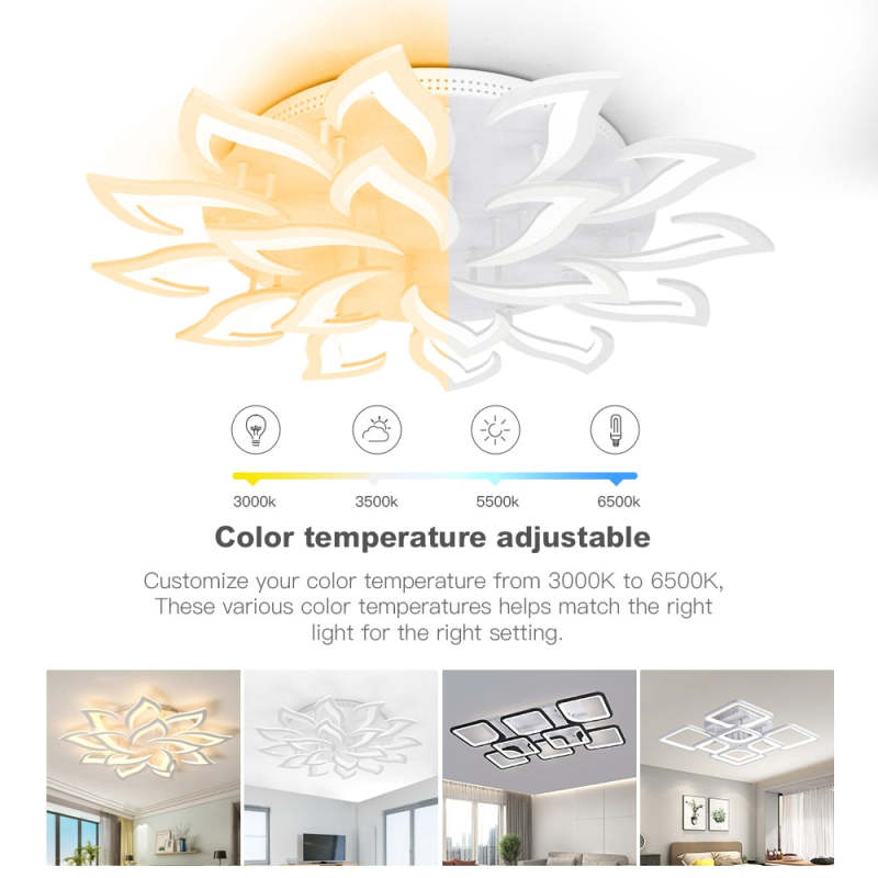 Arisha Elegant Flower Flush Mount Ceiling Light, White/Black - Neutralighting