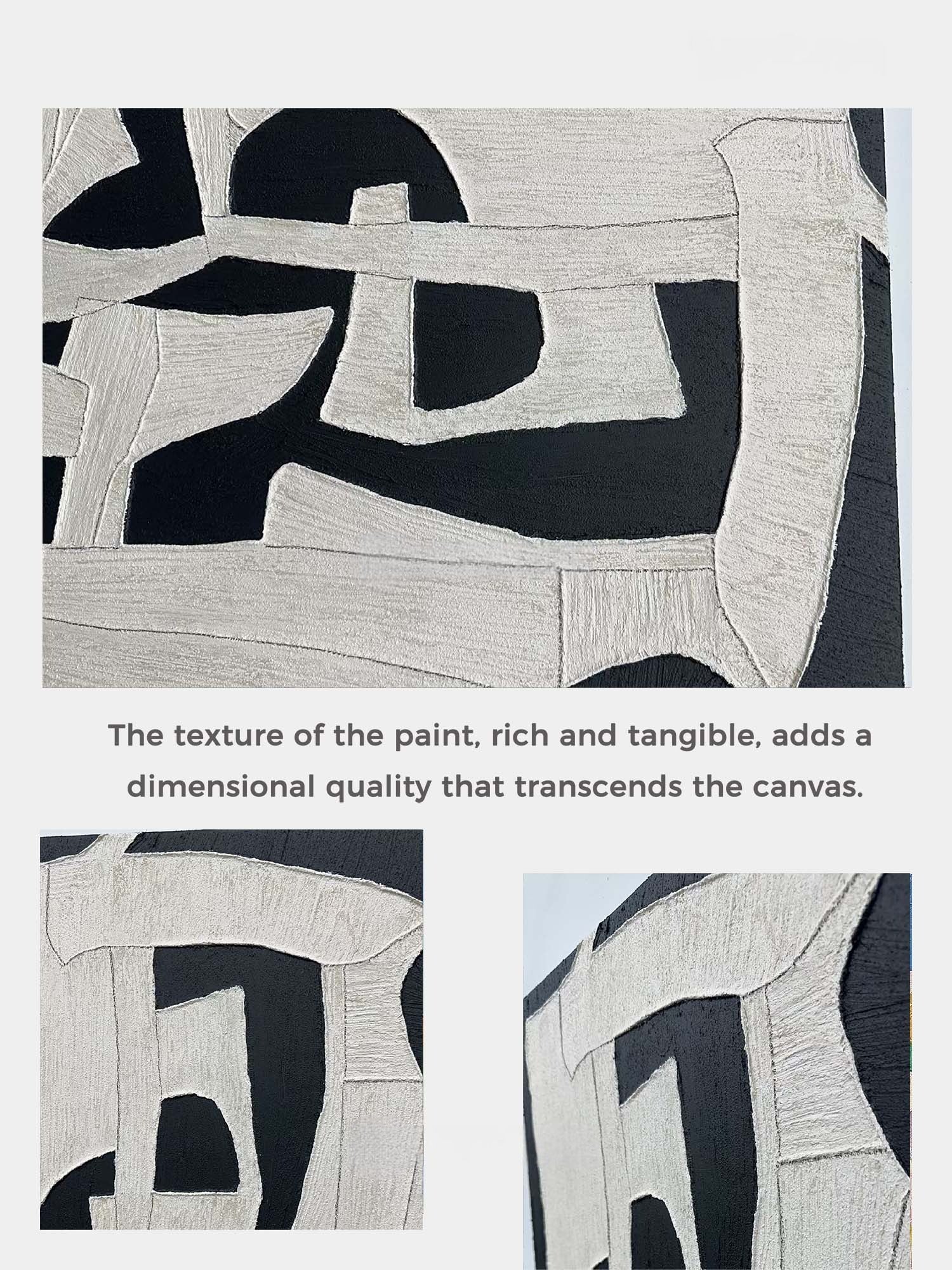 Monochrome Organic Abstract Textured Wall Art