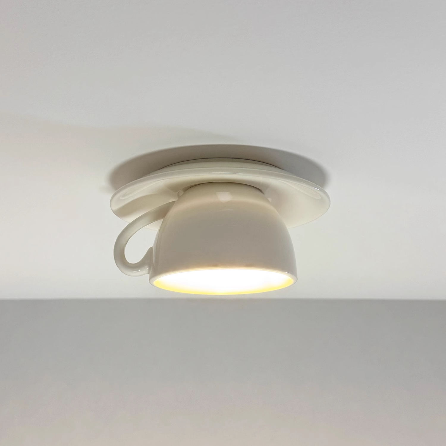 Aria Modern Coffee Cups Ceramic Flush Ceiling Lighting