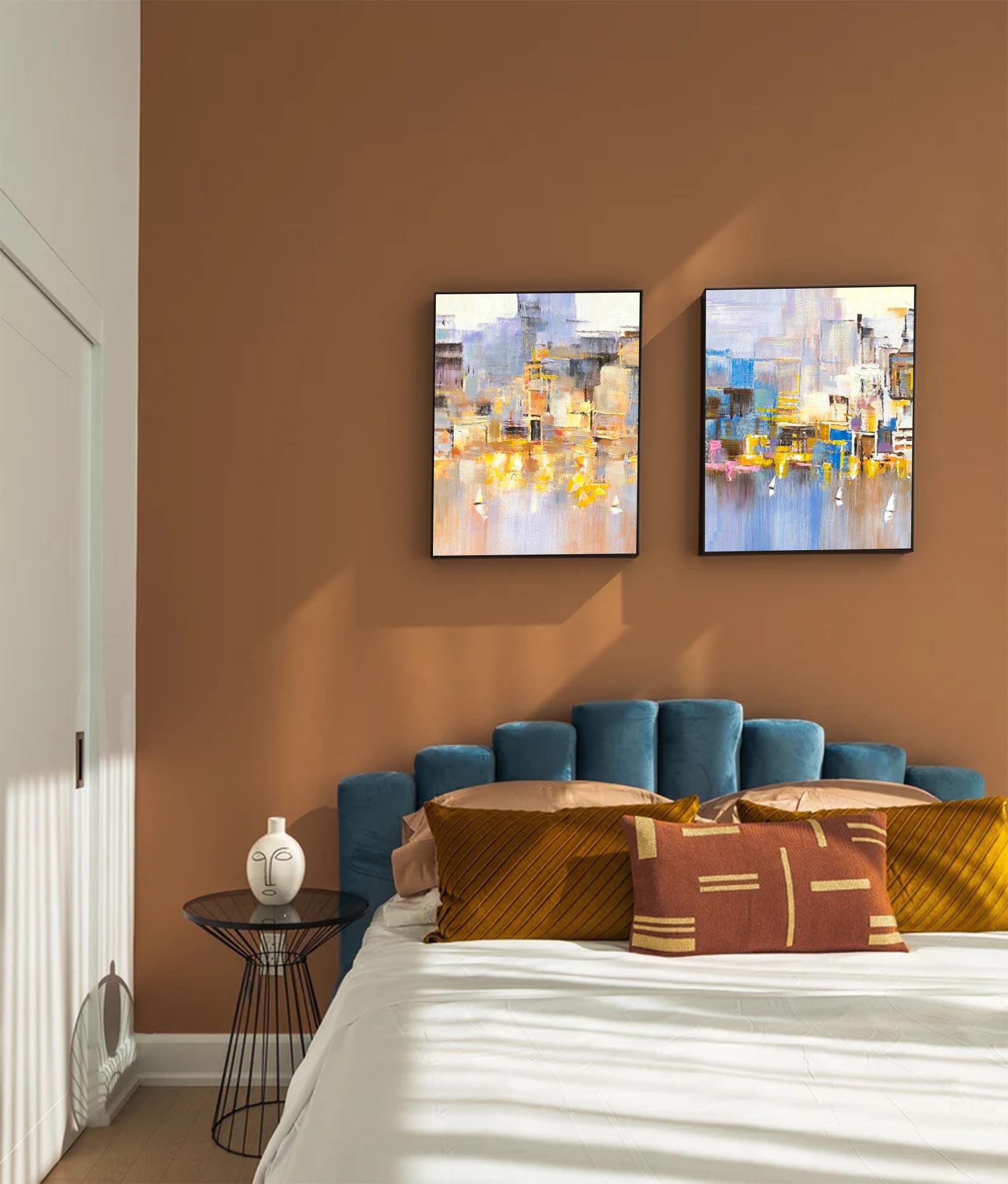 Harbor Abstract Impasto Canvas Wall