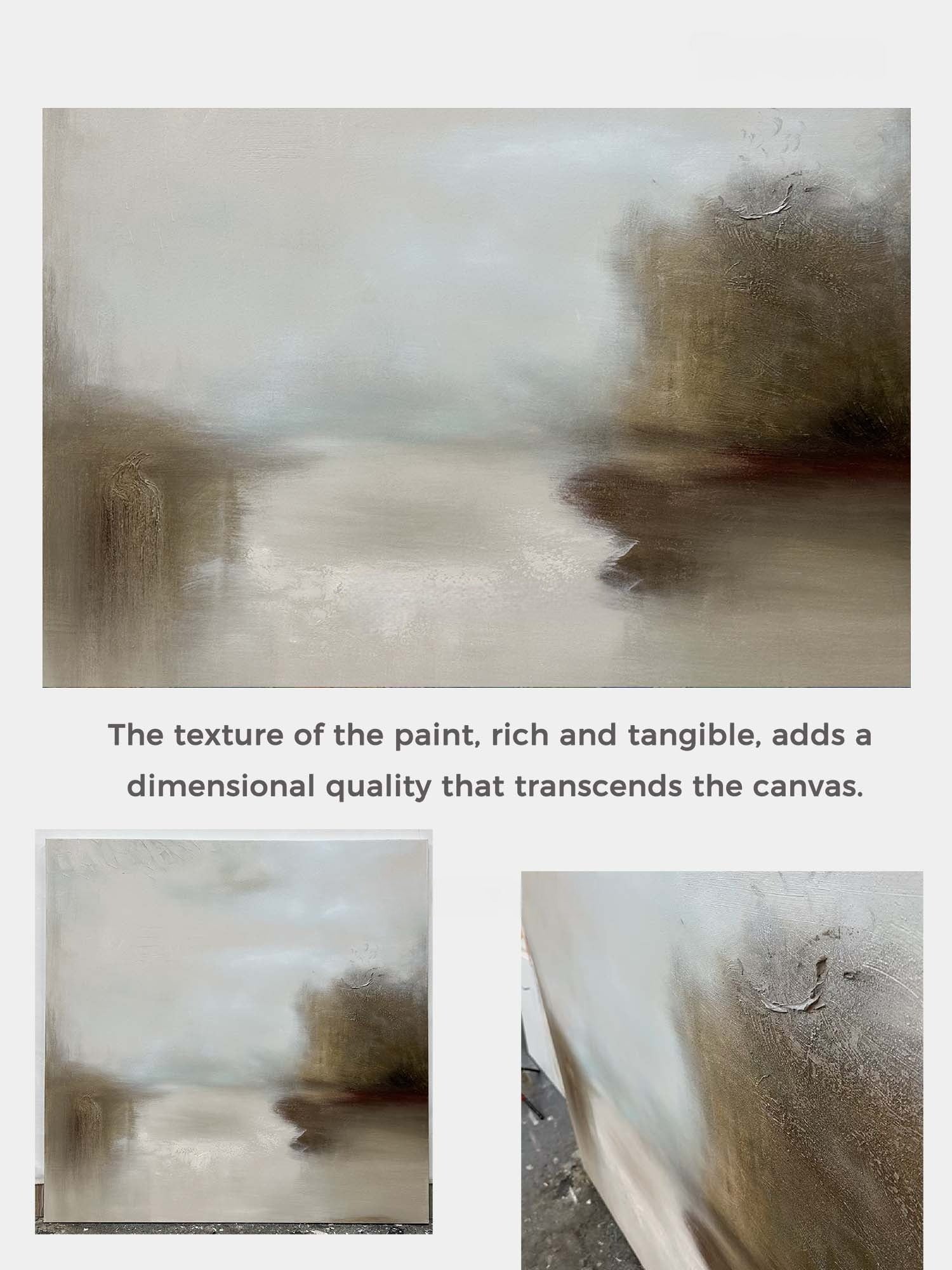 Misty Neutral Landscape Abstract Wall Art