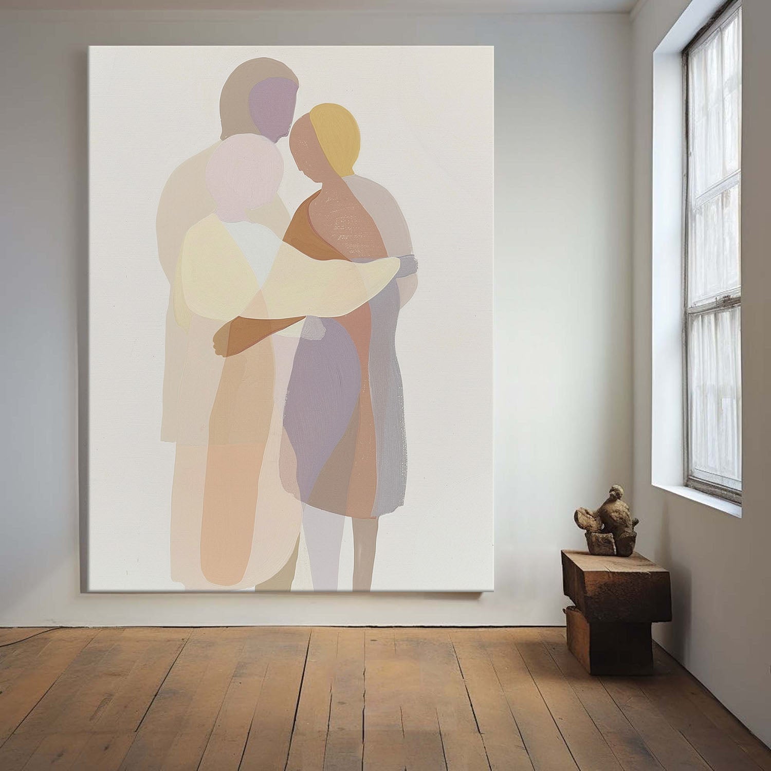 Wall Art Embraced Figures in Soft Tones
