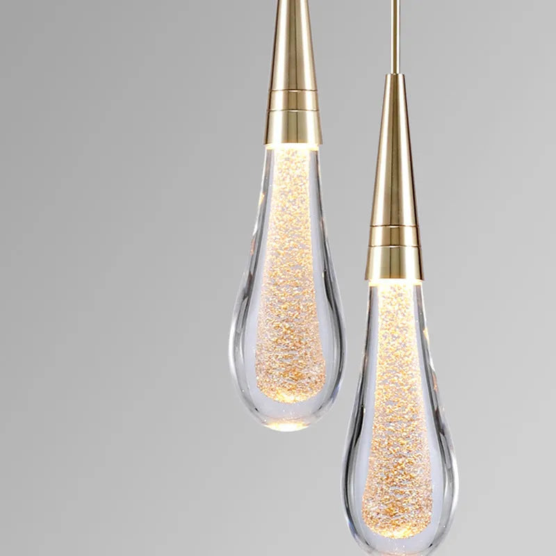 Kristy Pendant Light Crystal & Glass Droplet, Gold - Neutralighting