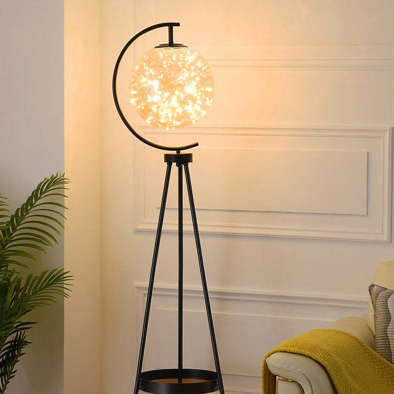Kady Modern Starry Globe Glass Floor Lamp, Gold - Neutralighting
