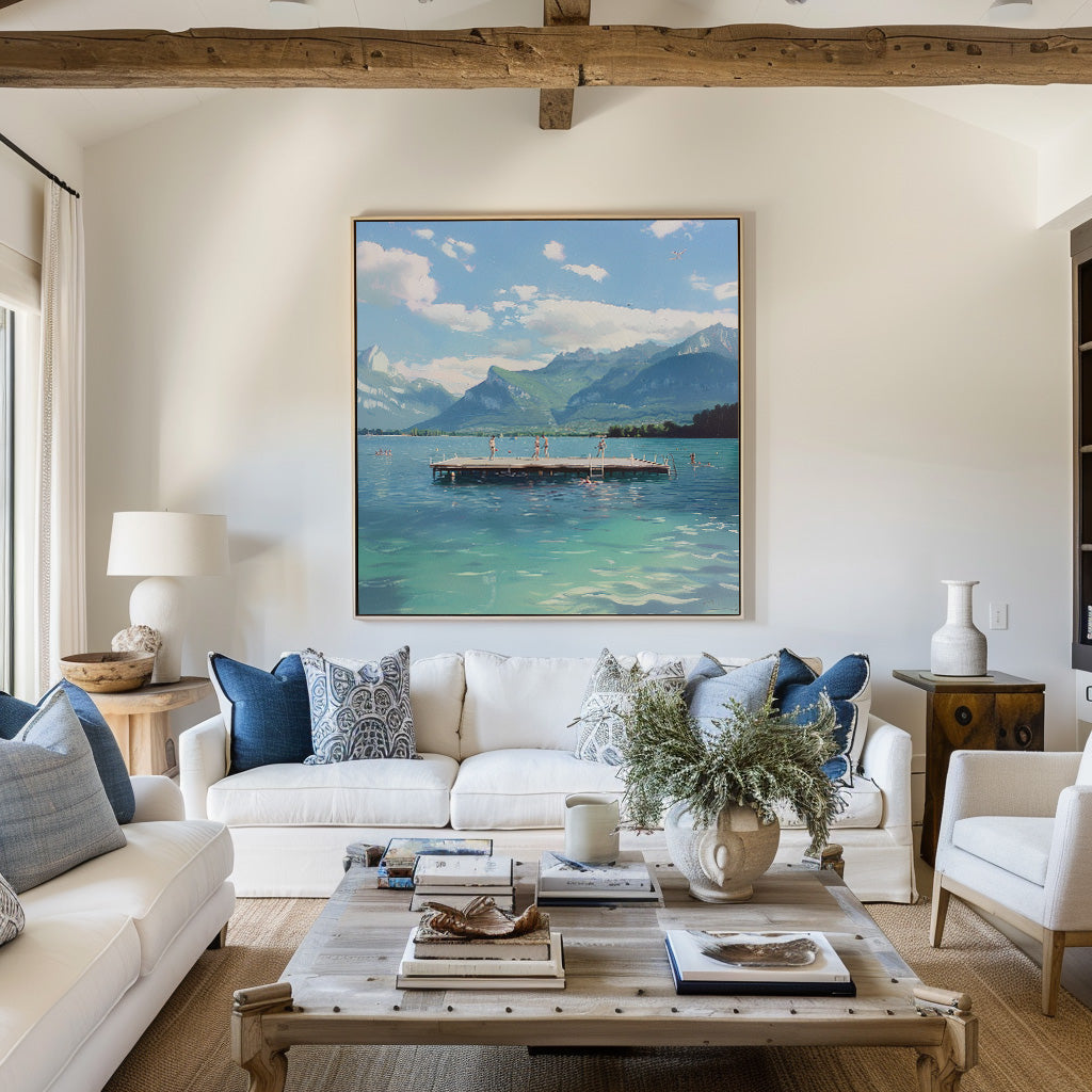 Alpine Lake Dock Painting