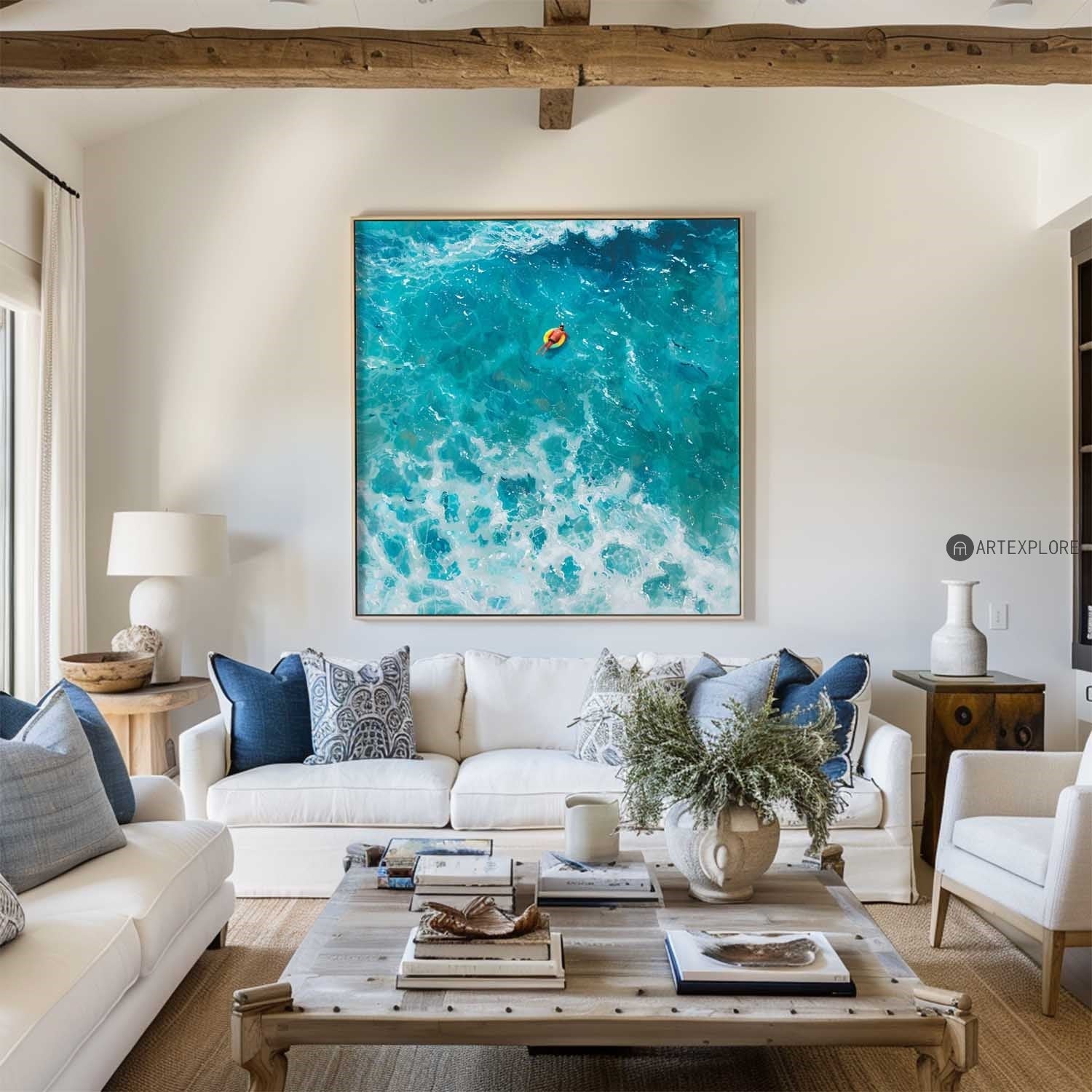 Turquoise Ocean Wave Oil Painting