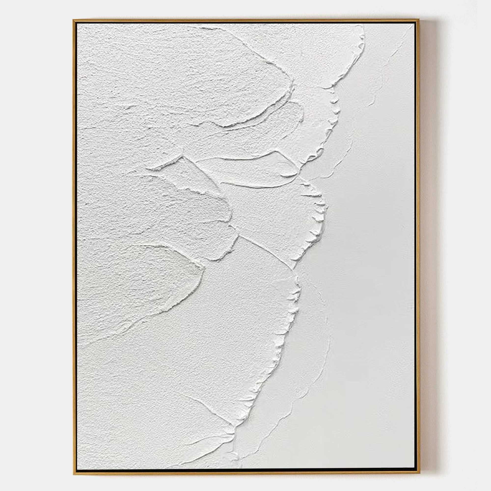 Off‑White Vertical Raised‑Relief Heavy‑Textured Artwork