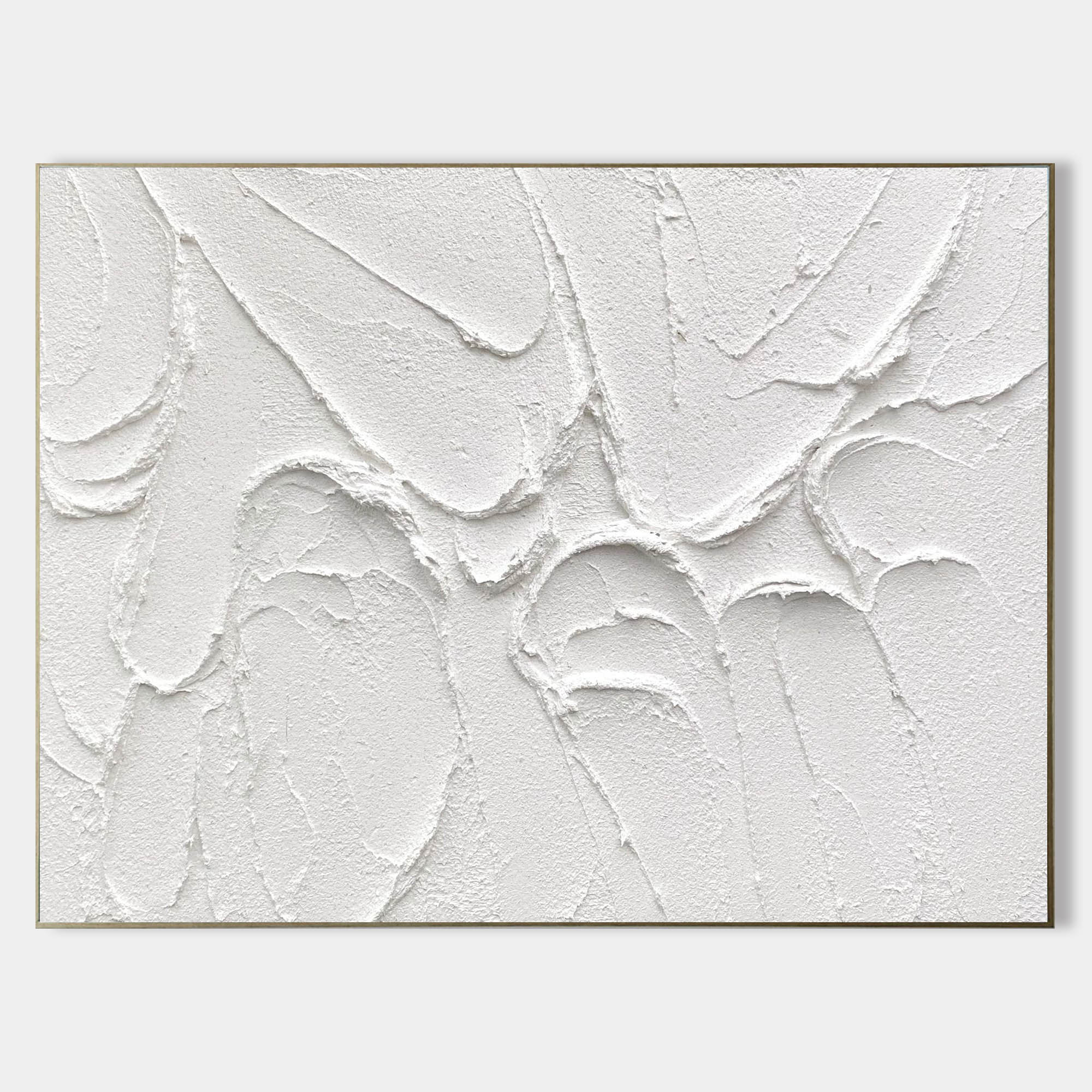 Minimalist White Textured Abstract Canvas Wall Art