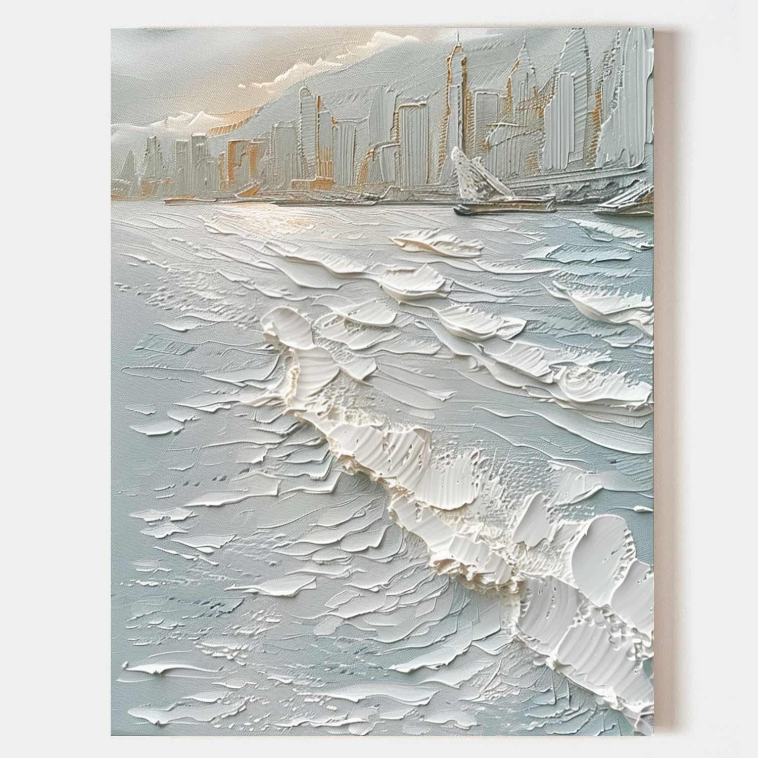 Wall Art Impasto Cityscape Coastal Skyline