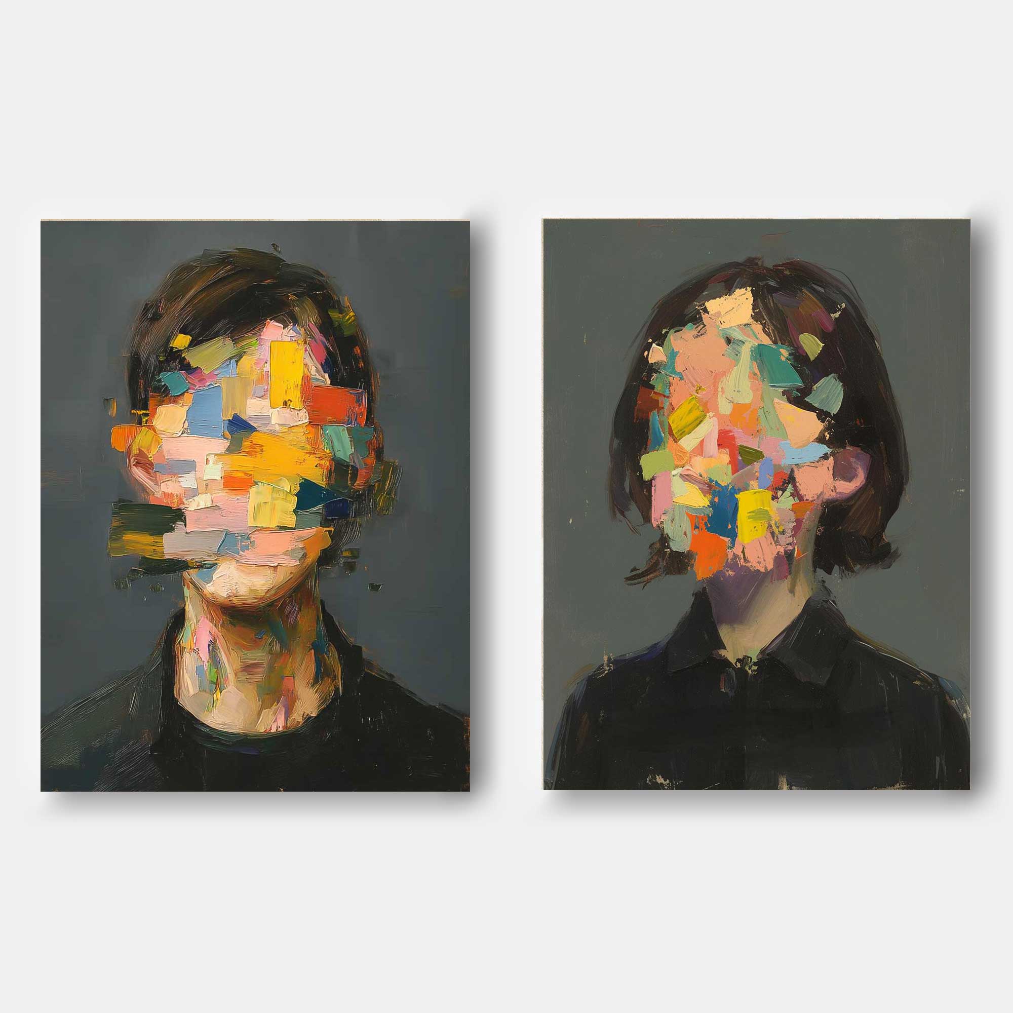 Wall Art Impasto People Color Block Soft