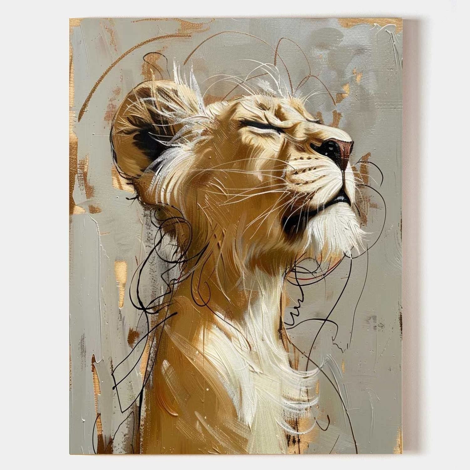 Wall Art Majestic Lioness Gold