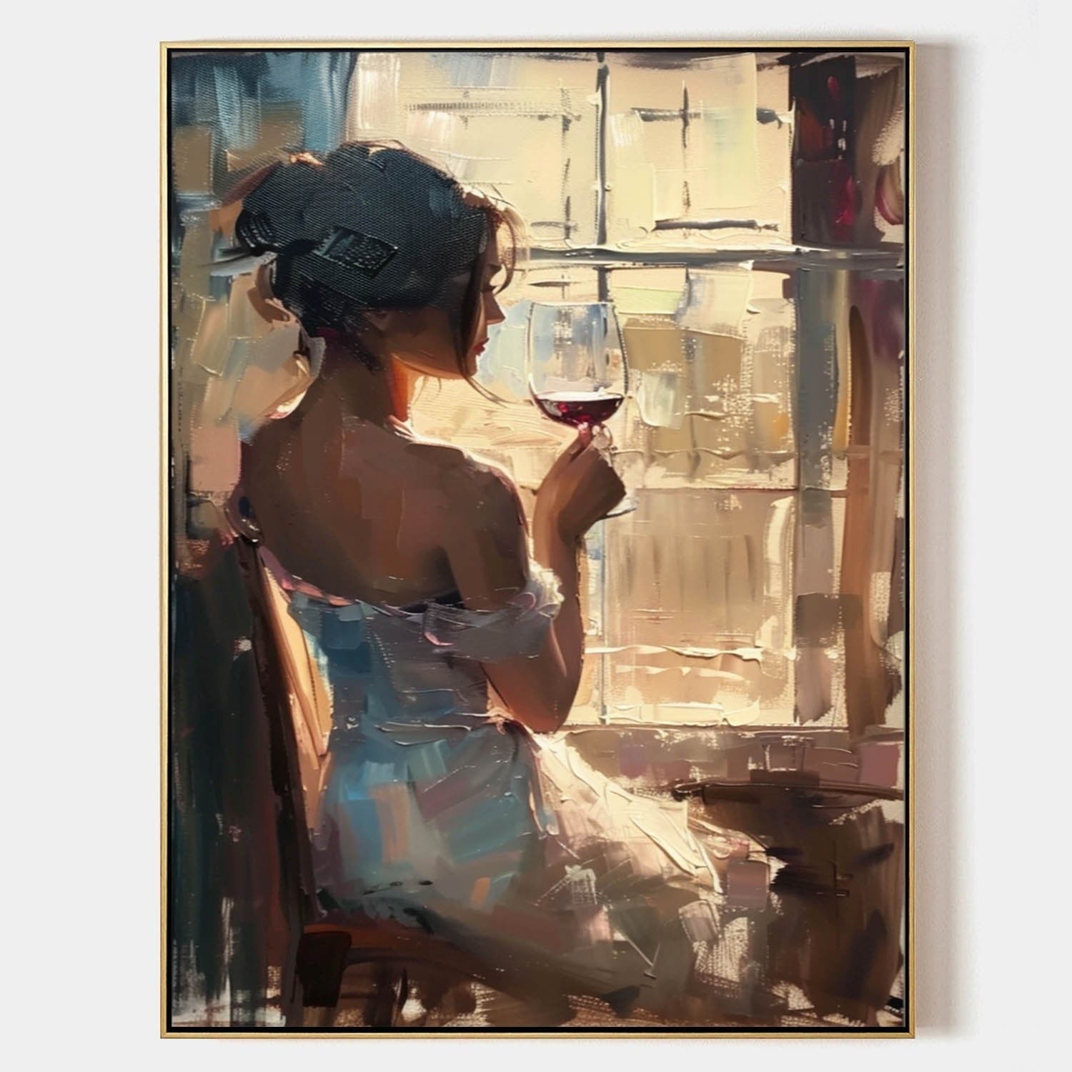 Wall Art Vertical Impressionist Figure Painting Warm