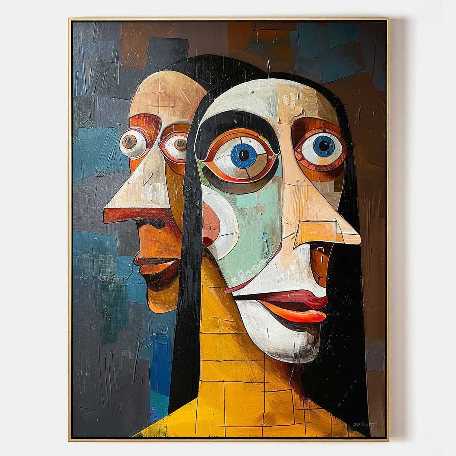 Wall Art Vertical Cubist Double Portrait