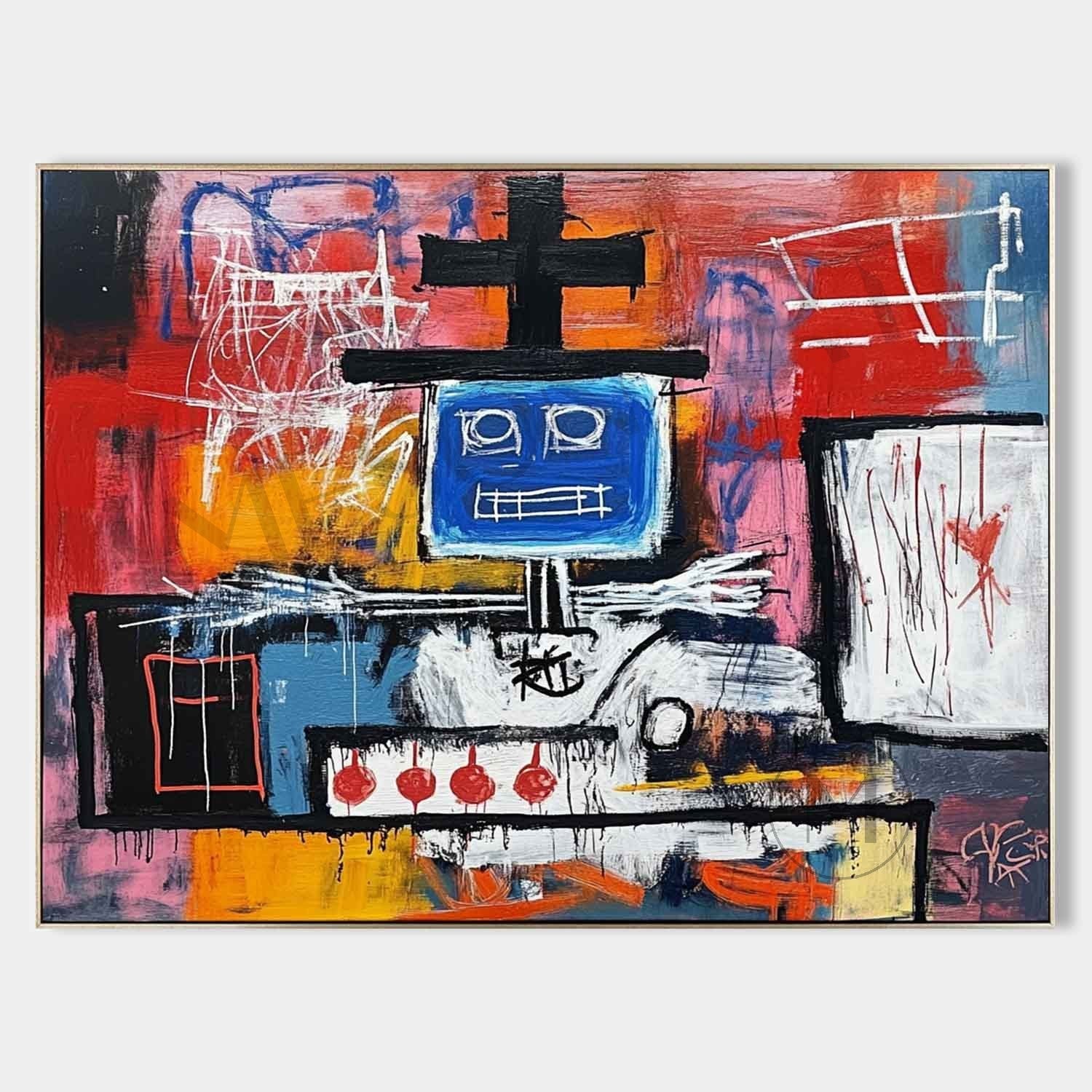 Wall Art Neo Expressionist Robot Painting