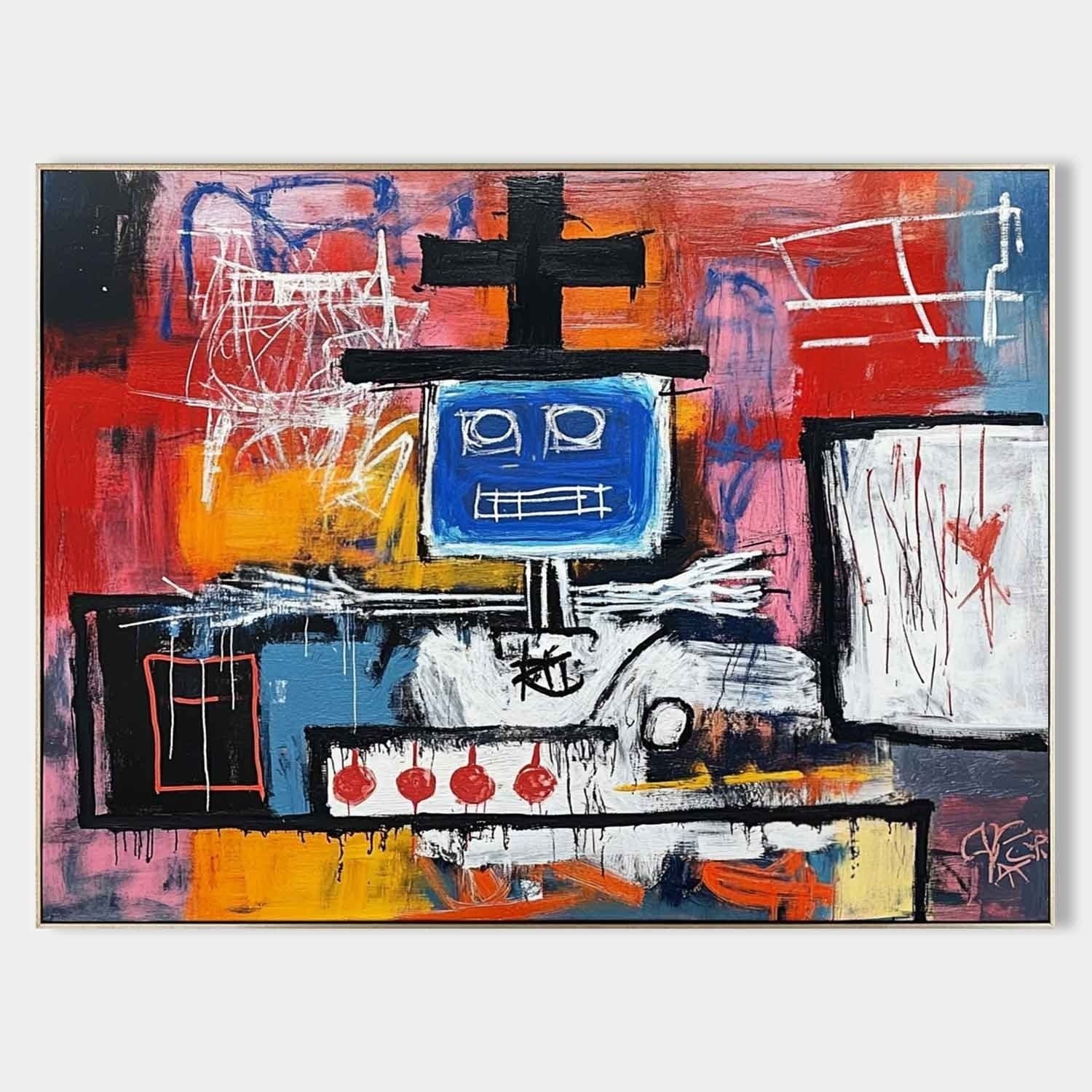 Wall Art Neo Expressionist Robot Painting