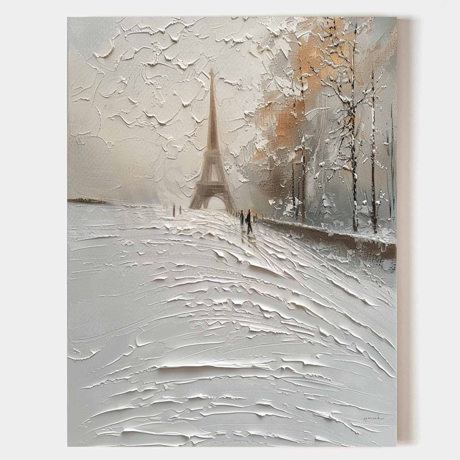 Wall Art Impasto Paris Winter Painting