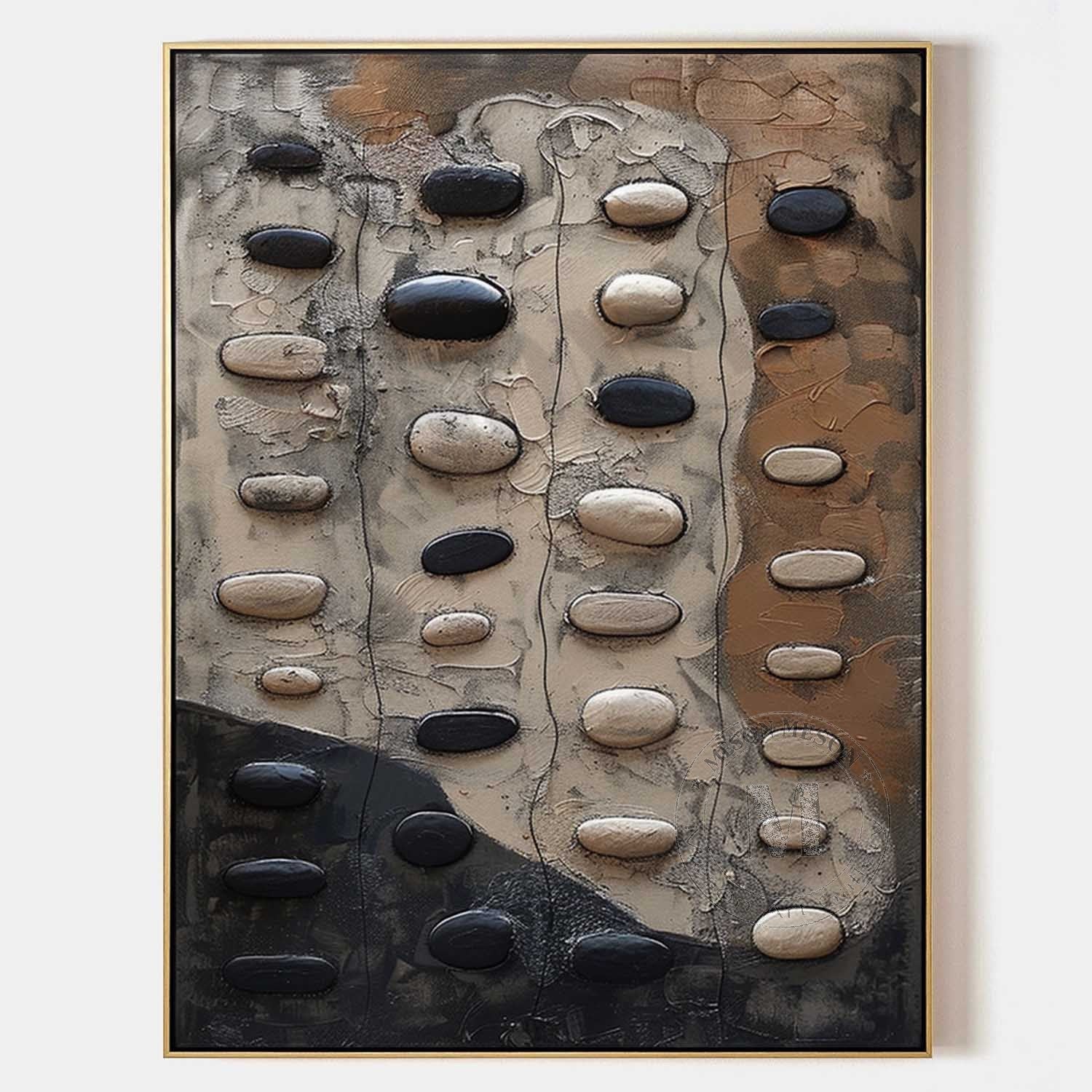 Wall Art Wabi-Sabi Relief Abstract Pebble Natural