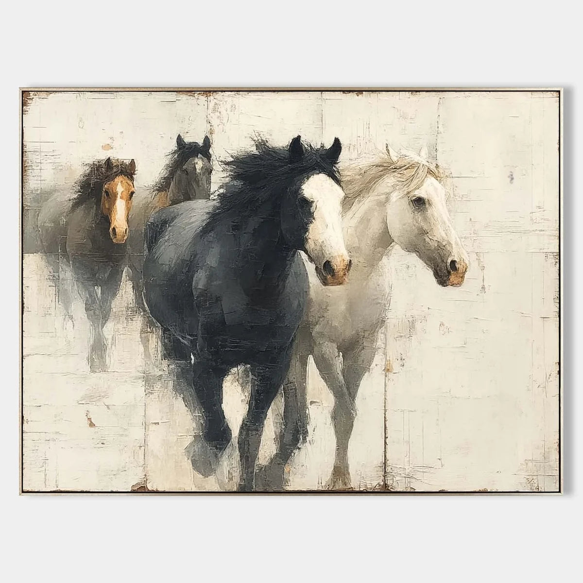 Wall Art Dynamic Textured Running Horses