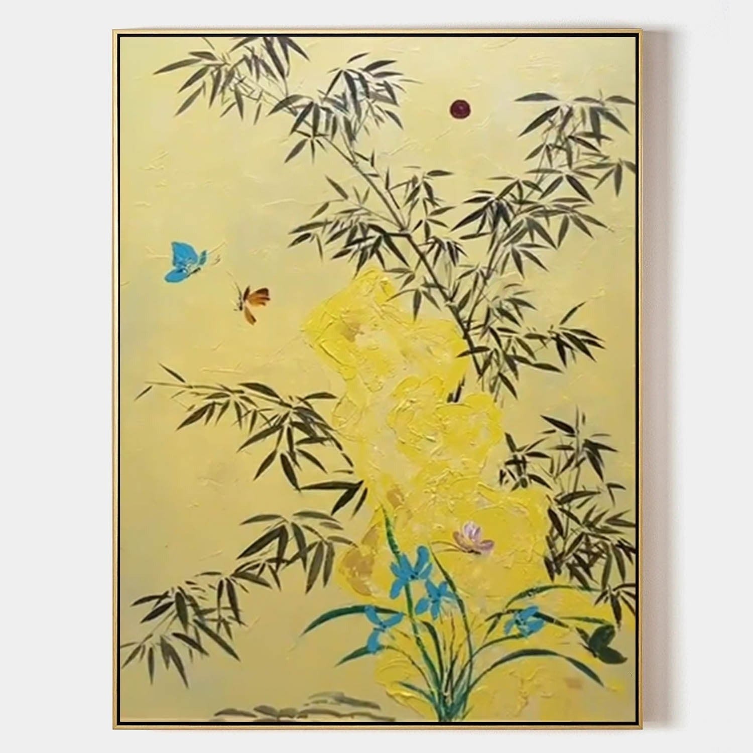 Wall Art Oriental Bamboo Butterfly