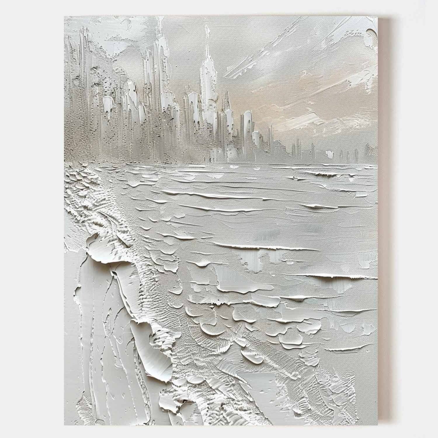 Wall Art Impasto Monochrome Cityscape