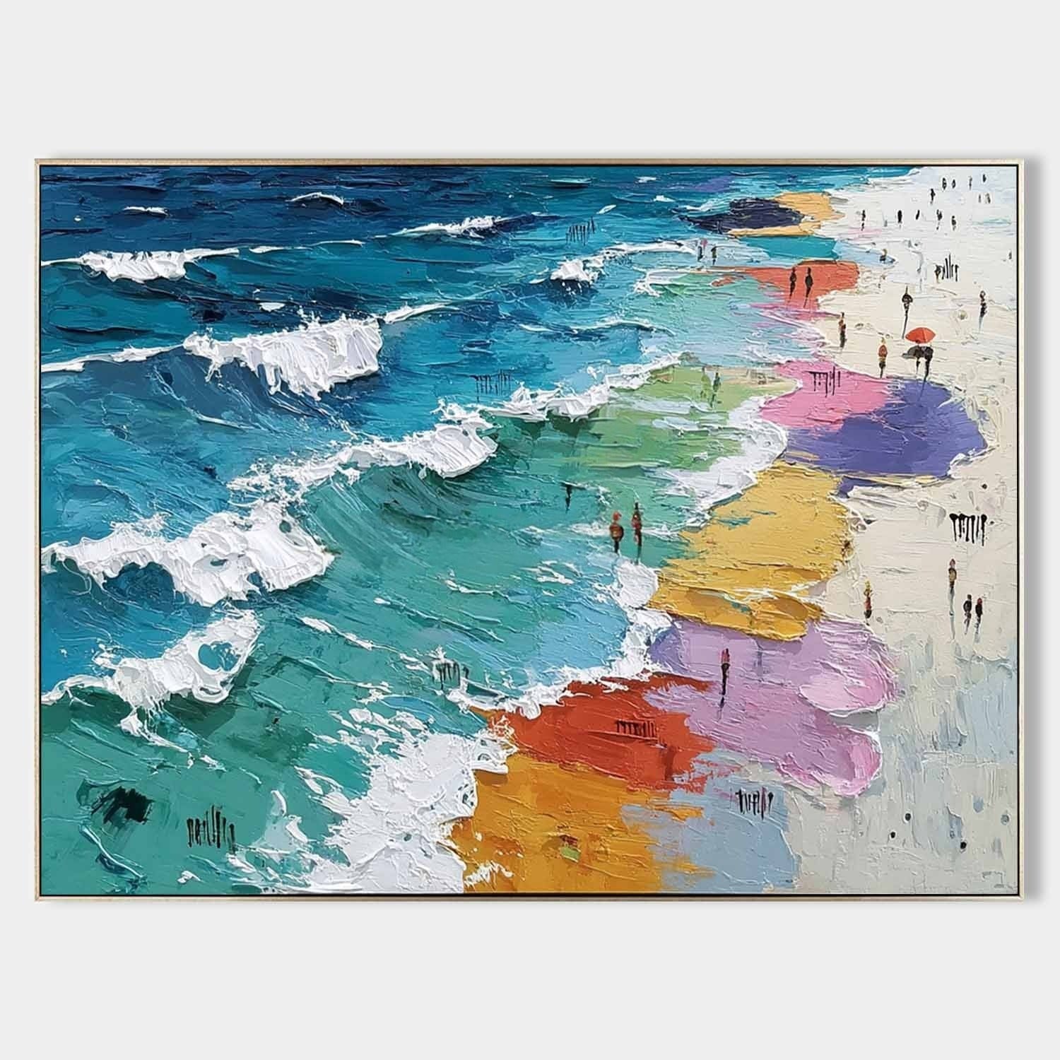 Wall Art Colorful Beach Impasto Ocean Wave