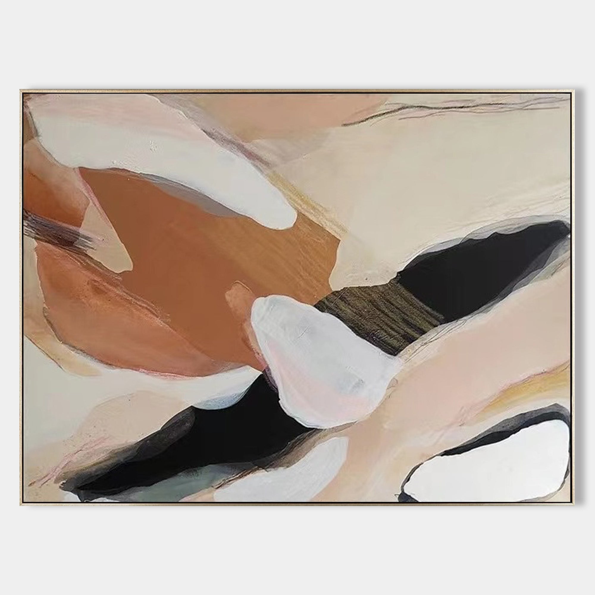 Terracotta‑Cream Horizontal Fluid‑Shape Blended‑Layer Artwork