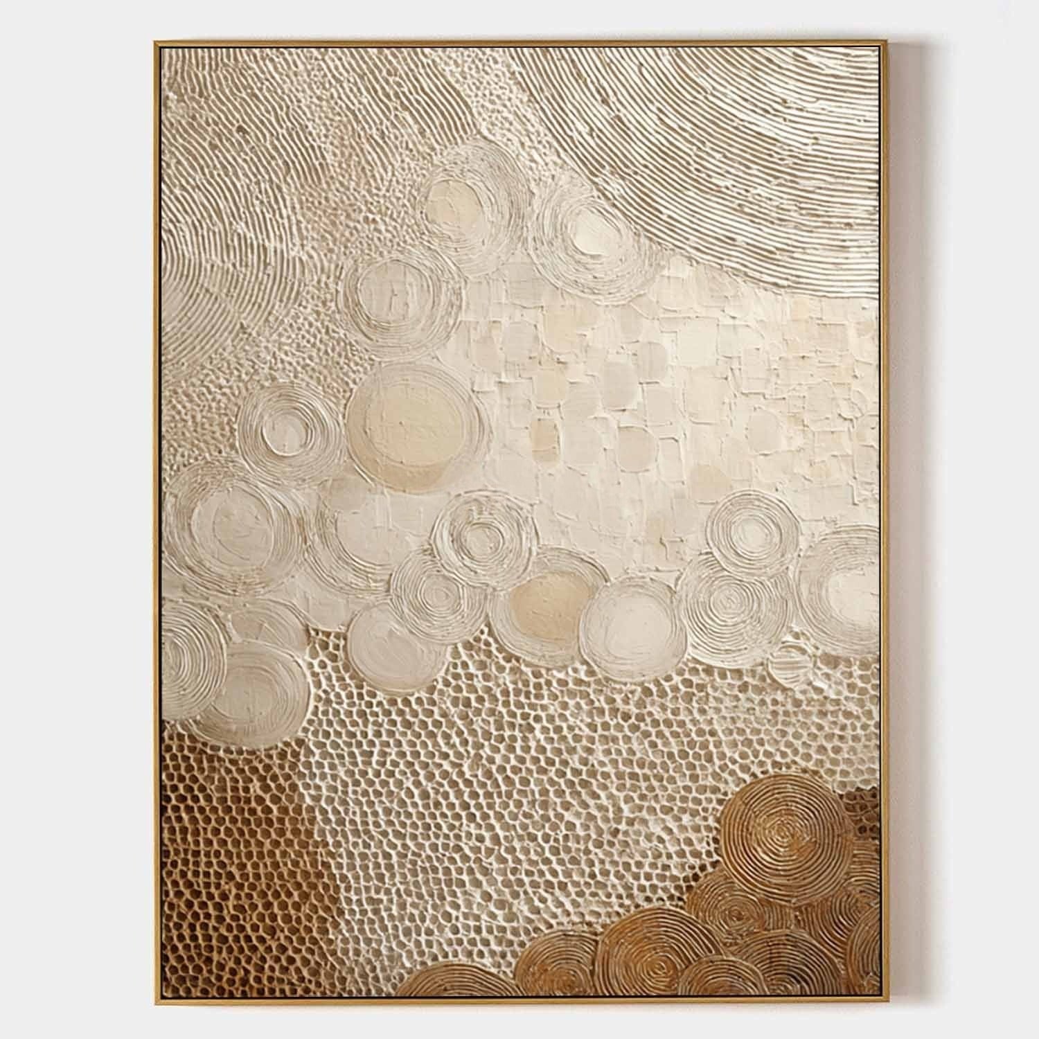 Wall Art Neutral Patchwork Bas-Relief Oil Painting