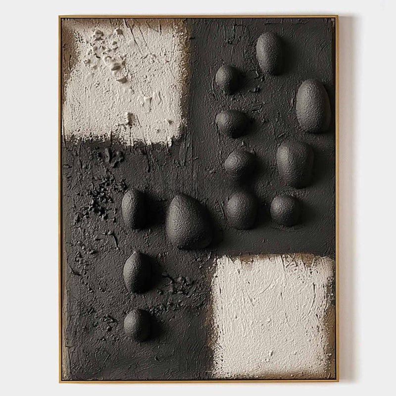 Wall Art Monochrome Block Bas-Relief Abstract Painting