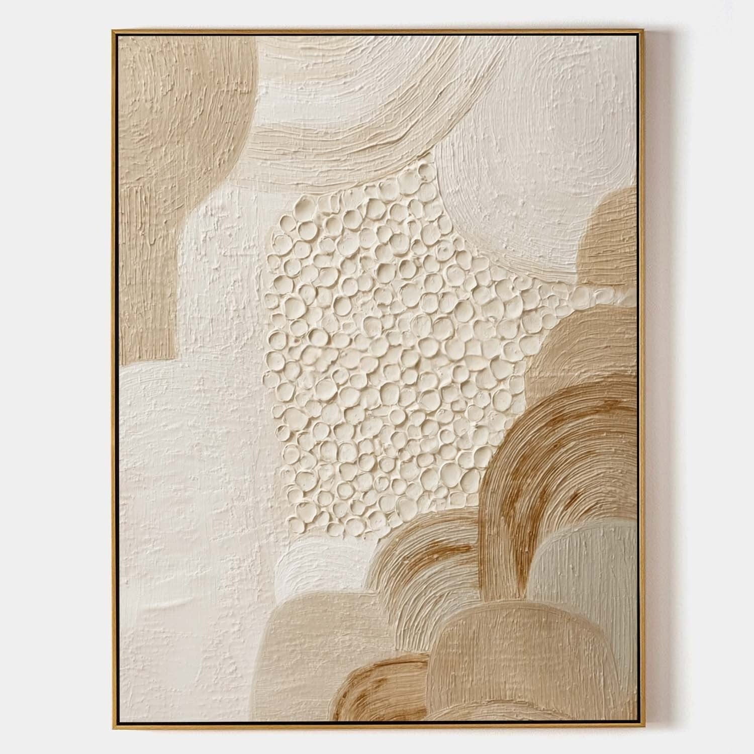 Warm Neutral Curved Shapes Textured Canvas Art