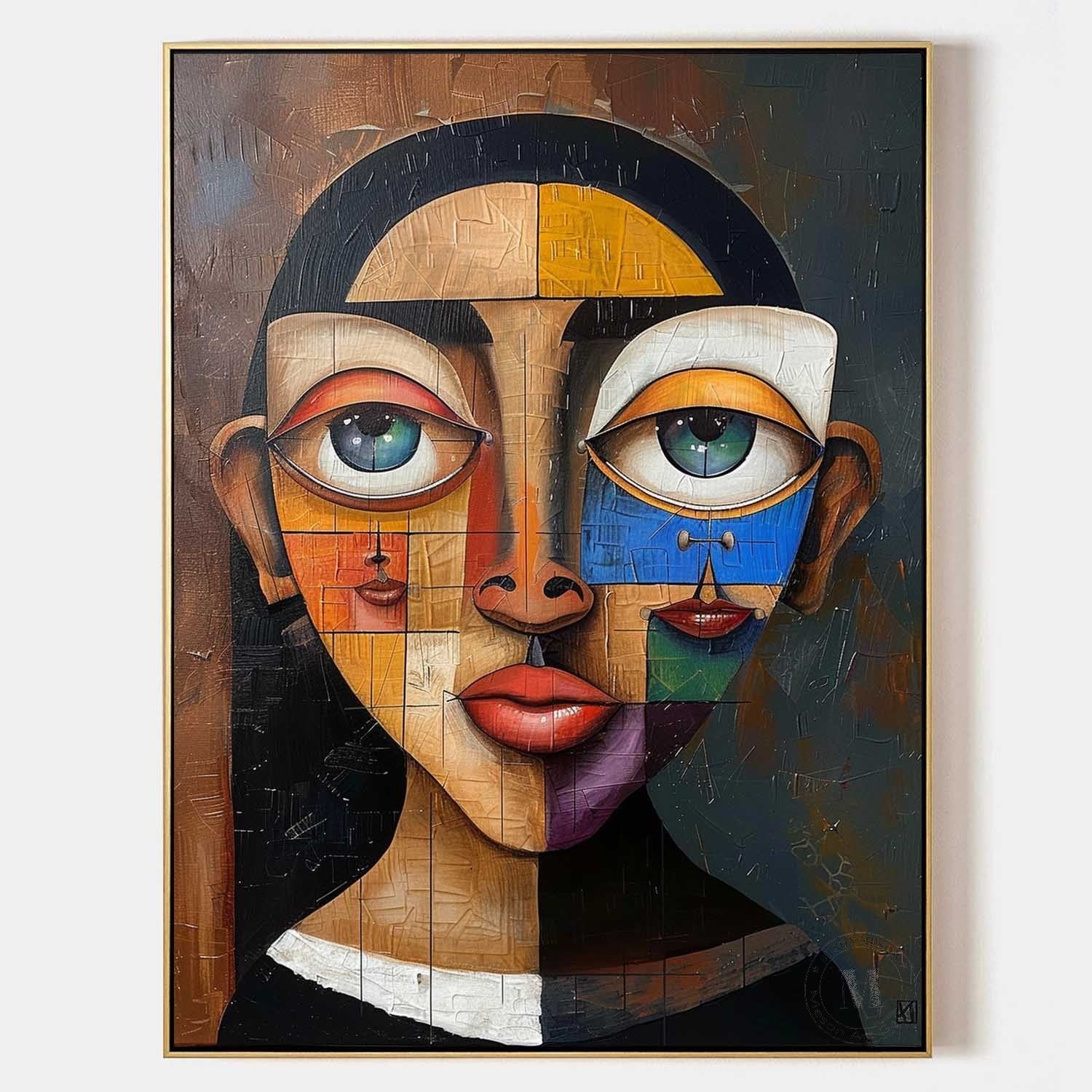 Wall Art Vertical Cubist Portrait Geometric