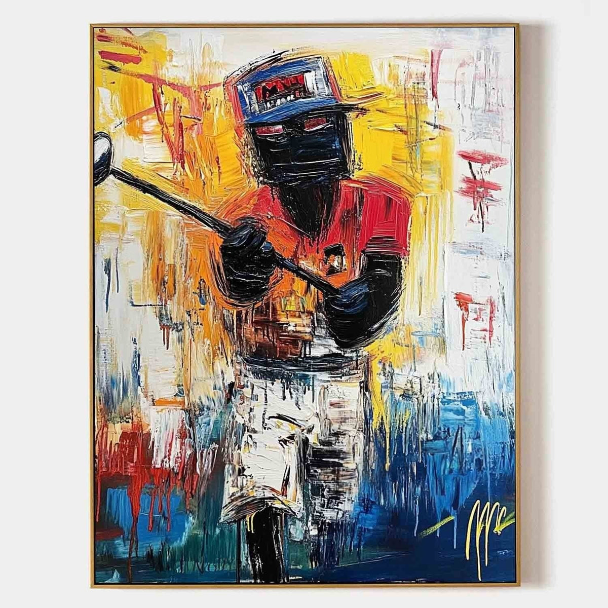 Wall Art Vertical Expressionist Golfer Painting