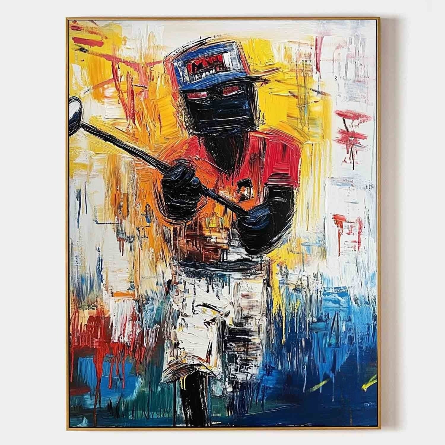 Wall Art Vertical Expressionist Golfer Painting