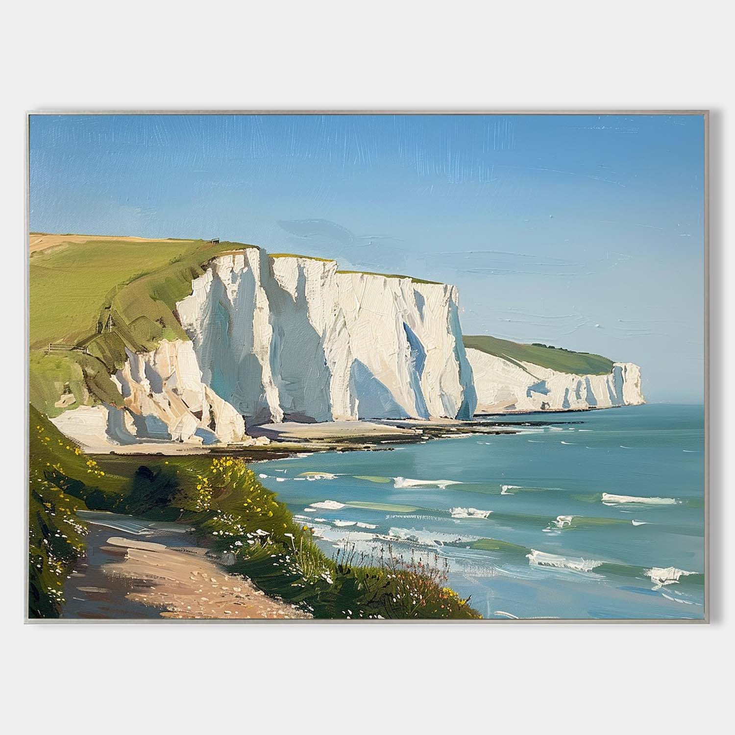 White Cliffs Coastal Oil Painting