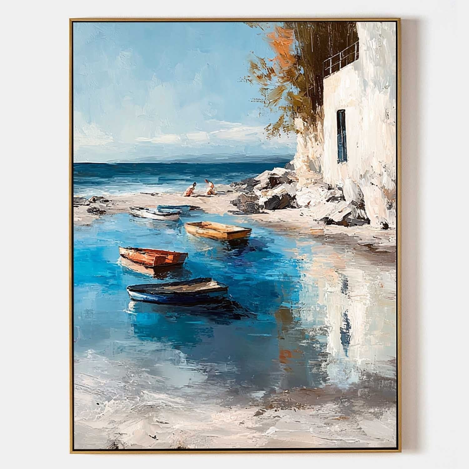 Wall Art Mediterranean Coastal Boats Beach