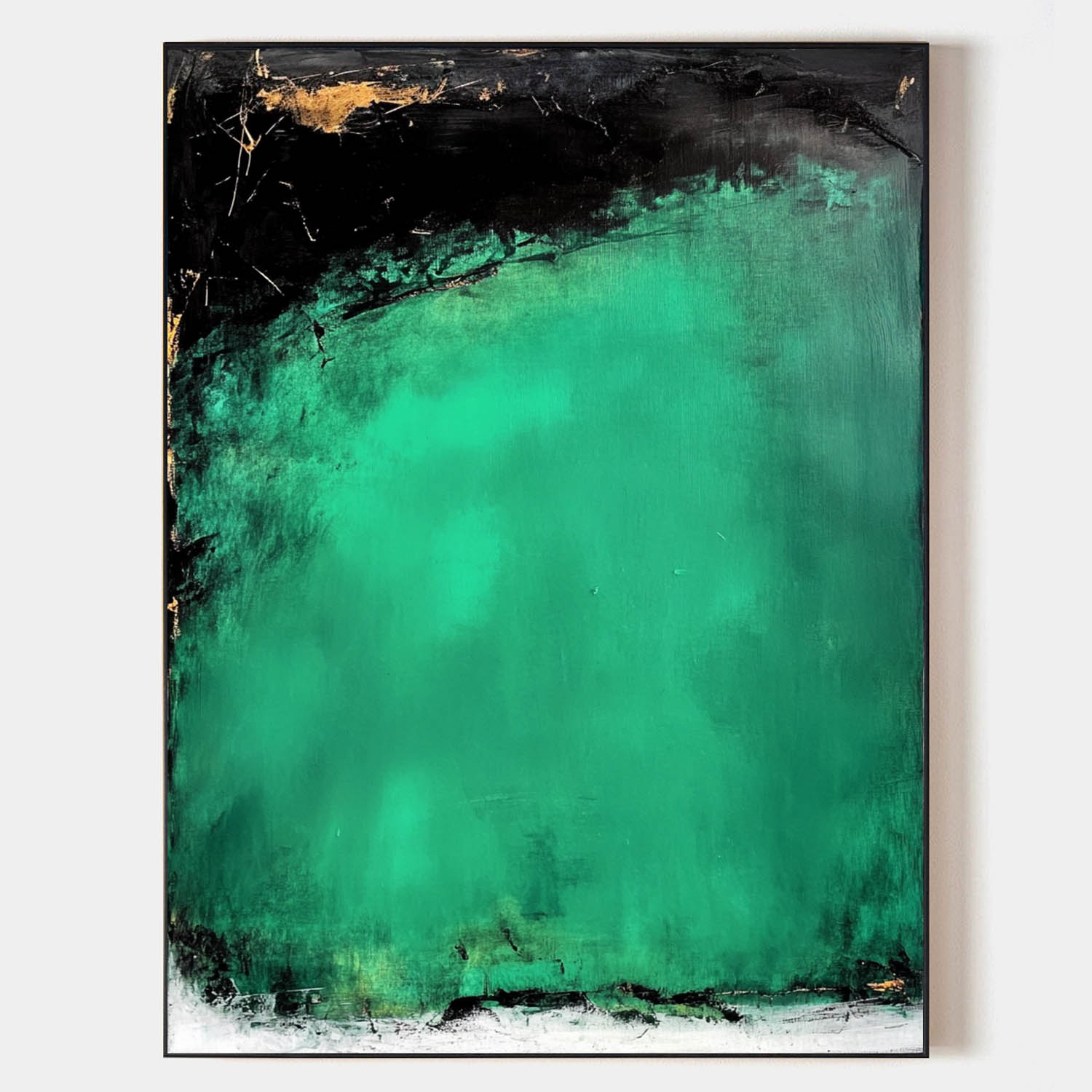 Emerald Green and Black Abstract Canvas Wall Art