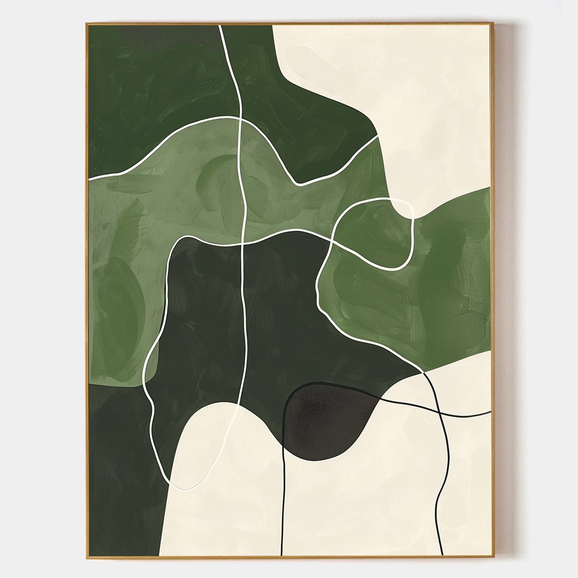 Green Abstract Organic Shapes Painting