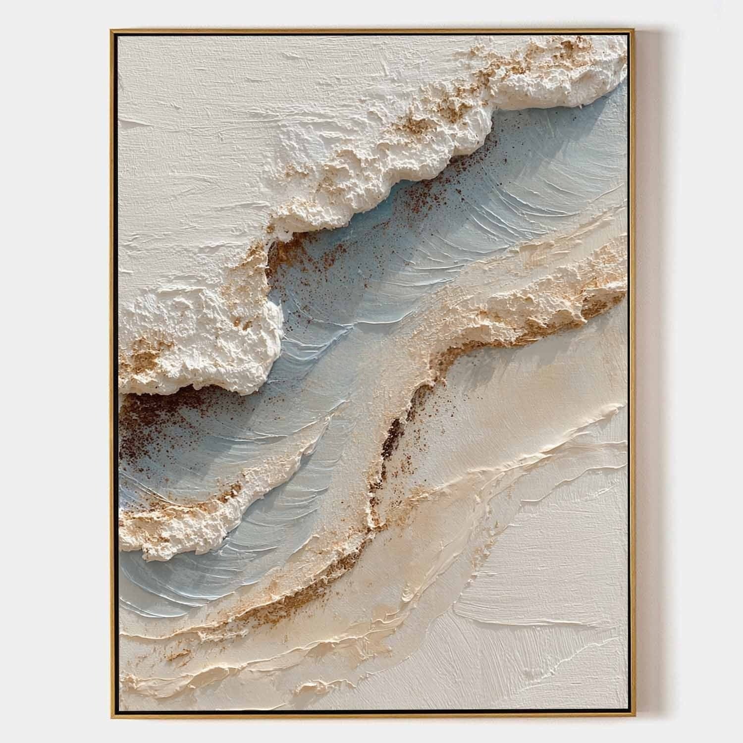 Wall Art Abstract Coastal Wave Beige Blue