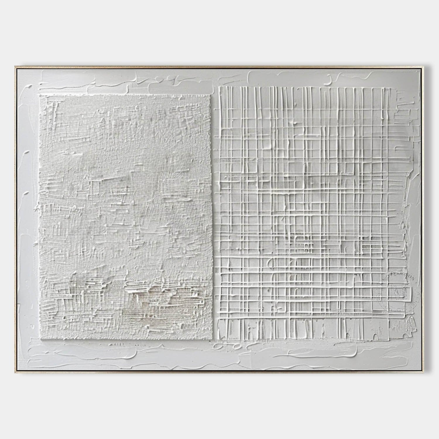 Wall Art White Split Grid Panel Canvas