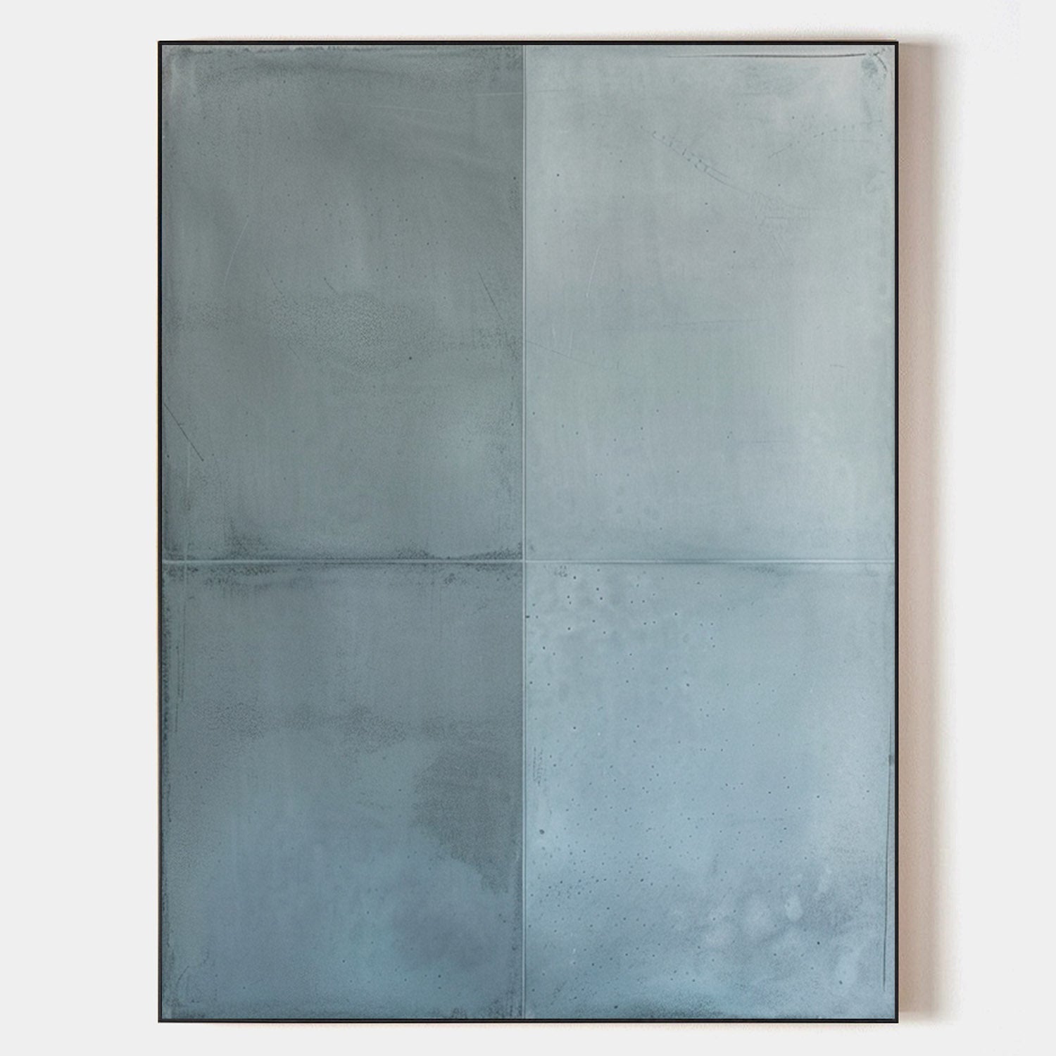 Wall Art Grey Blue Geometric Panels Minimalist Textured Canvas Living Room| Neutralighting