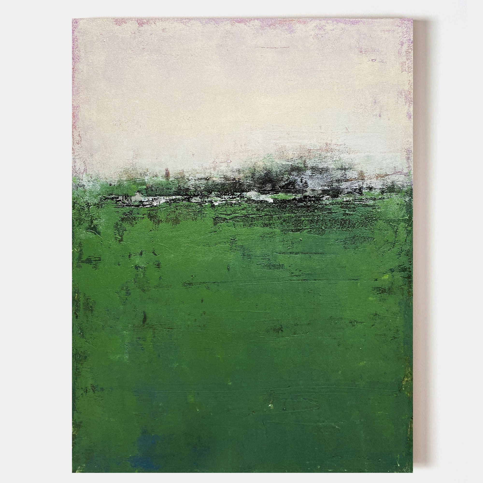 Abstract Green Field Landscape Acrylic Canvas Painting