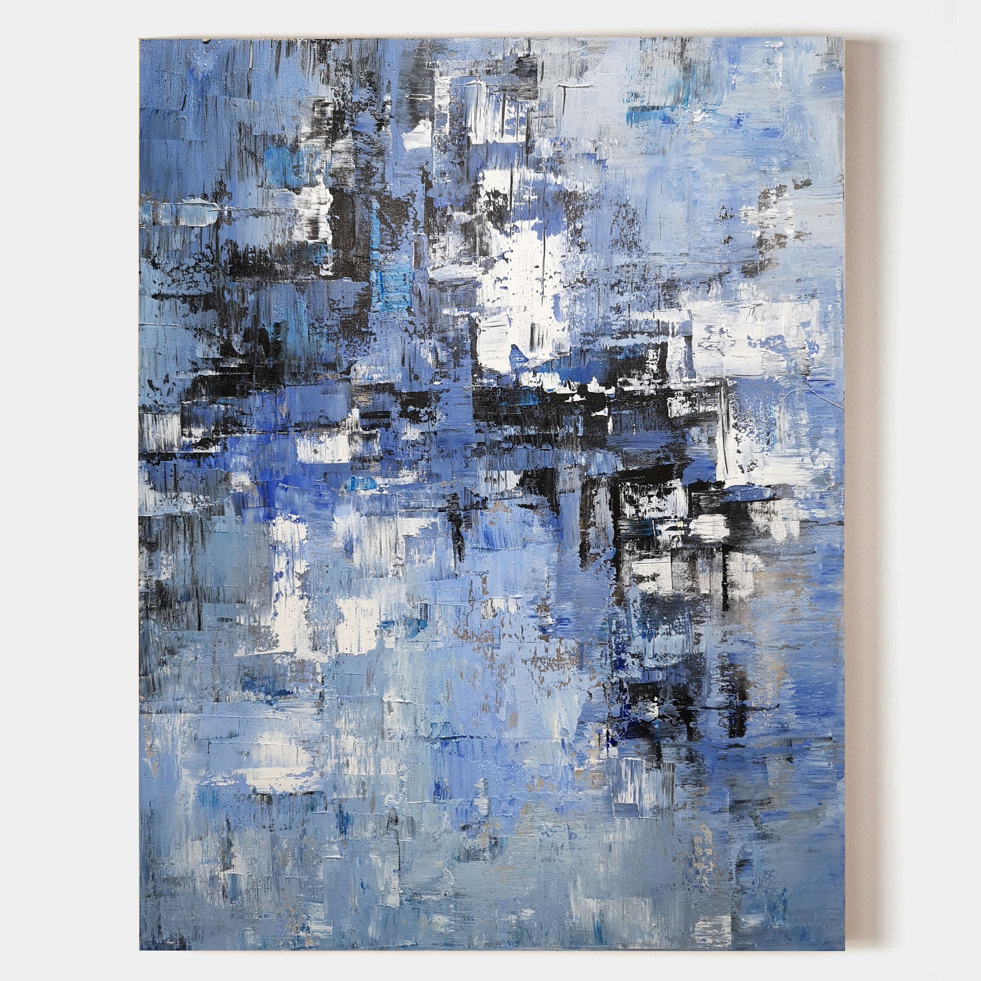 Blue Grey Abstract Textured Painting