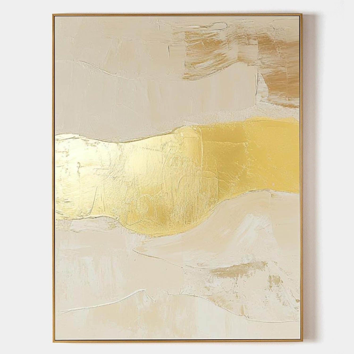 Wall Art Abstract Beige Gold Foil Landscape