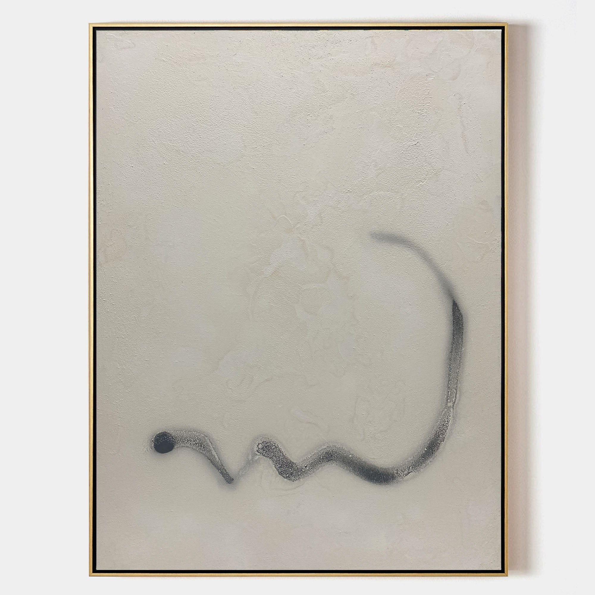 Beige‑Grey Vertical Fluid‑Curved‑Line Textured Artwork