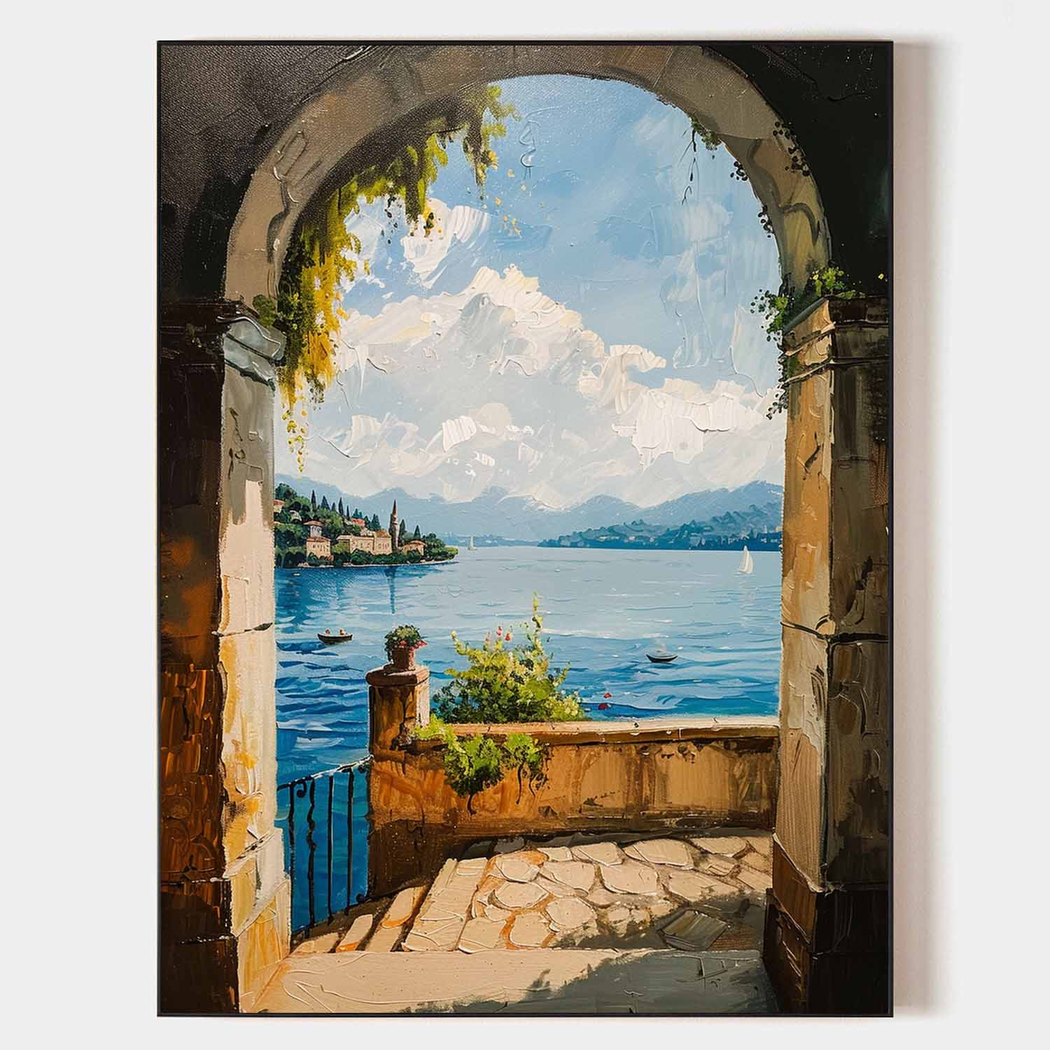 Roven Italian Arch Lake View Canvas Art
