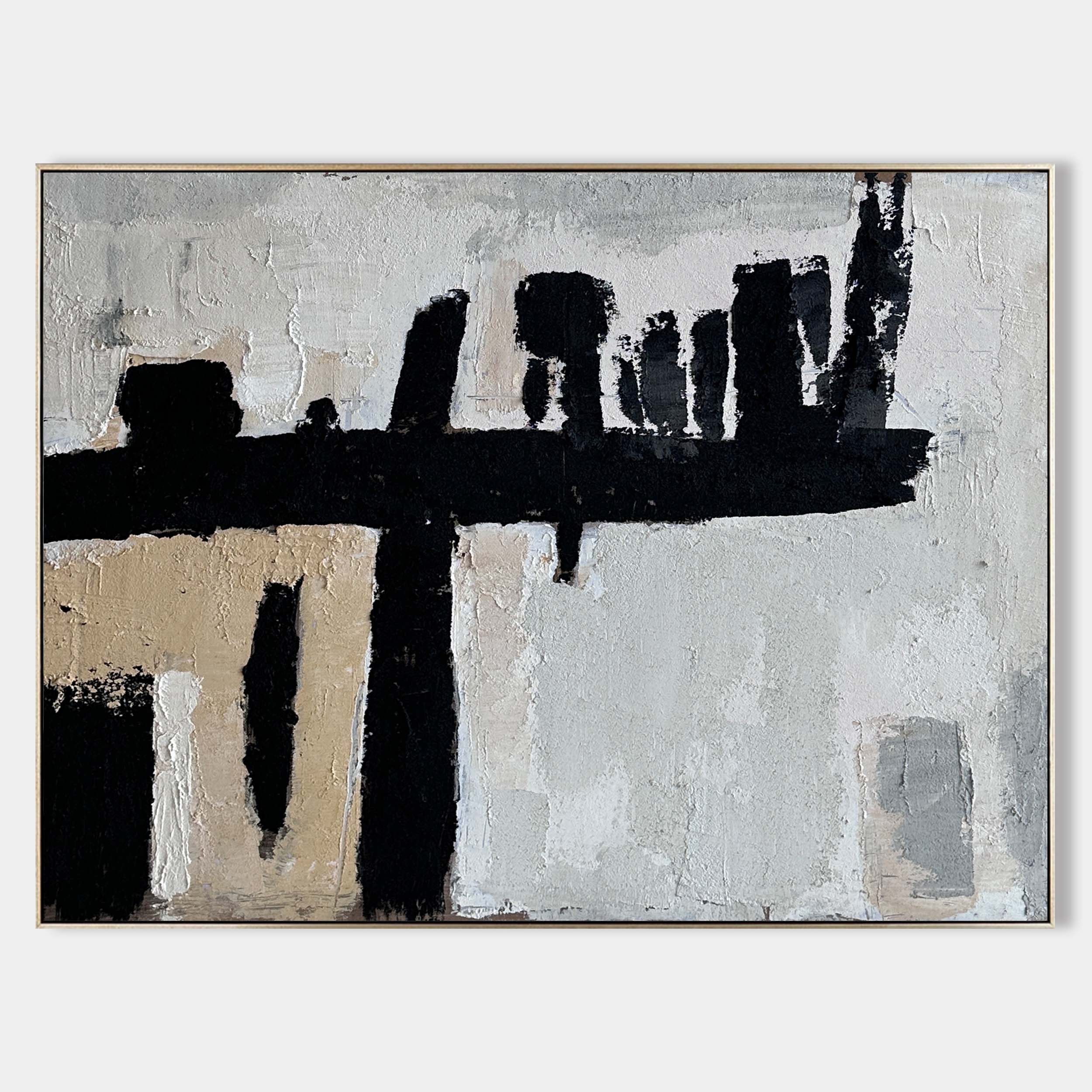Wall Art Abstract Black White Painting