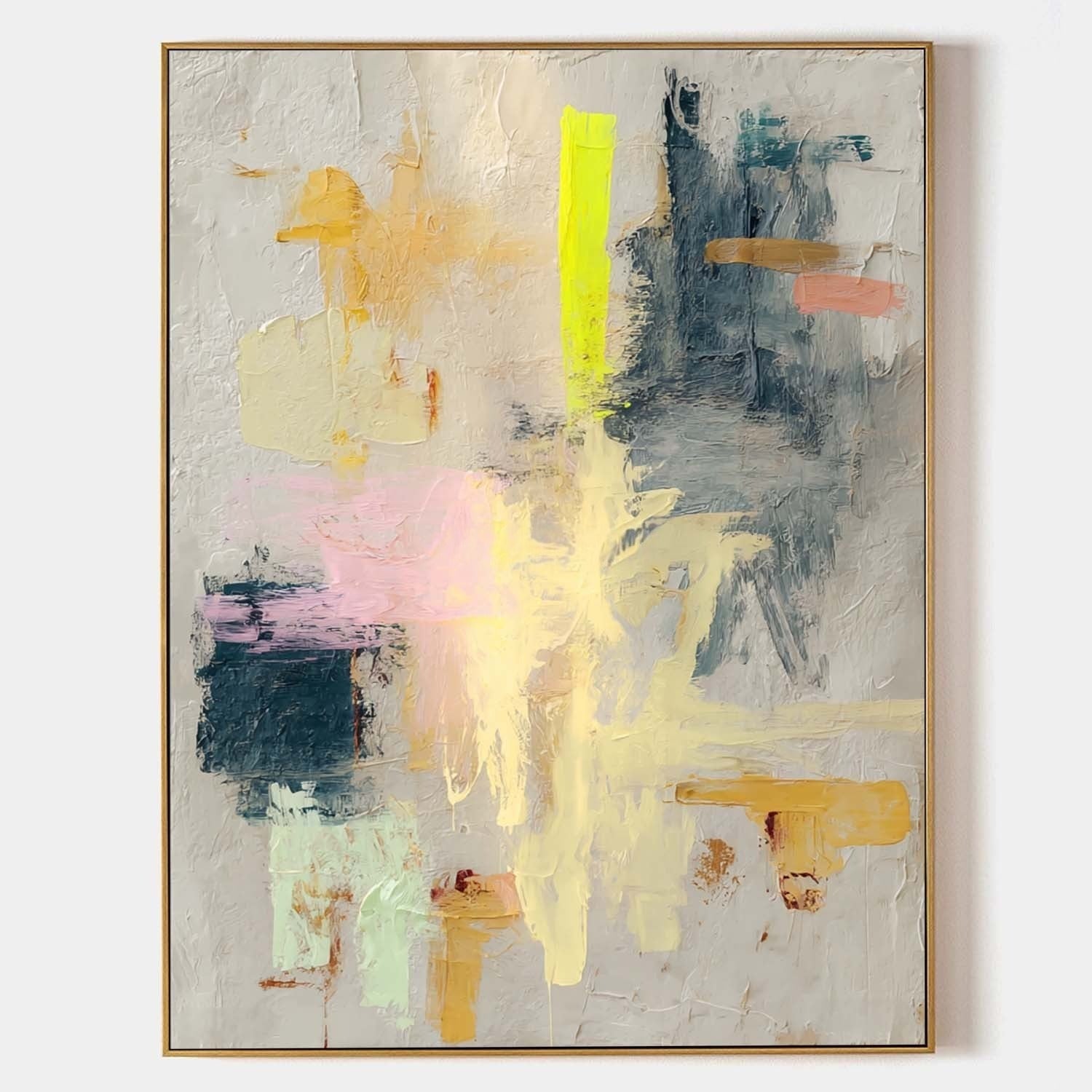 Wall Art Pastel Abstract Yellow Pink Teal