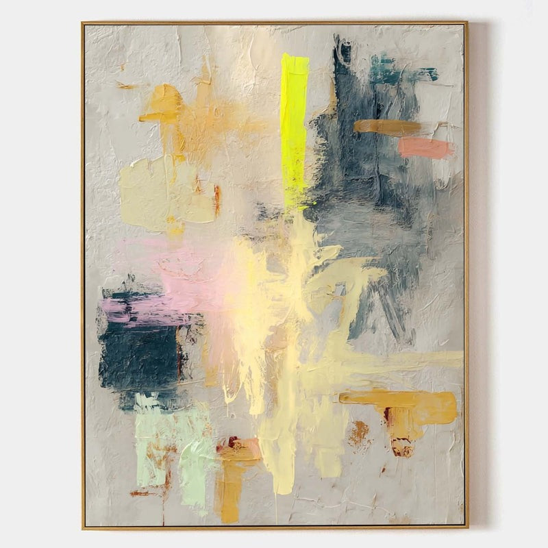 Wall Art Pastel Abstract Yellow Pink Teal