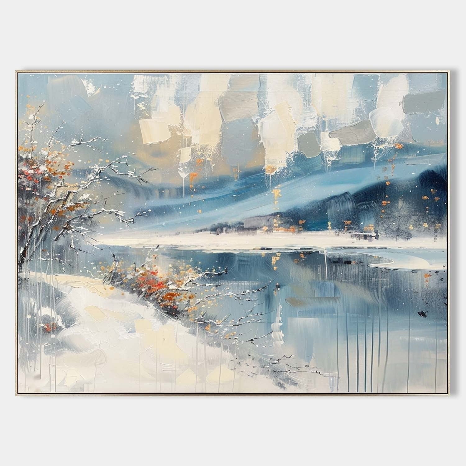 Wall Art Horizontal Abstract Winter Lakeside